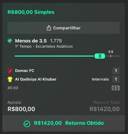 Print de um bilhete de aposta enviado no WhatsApp